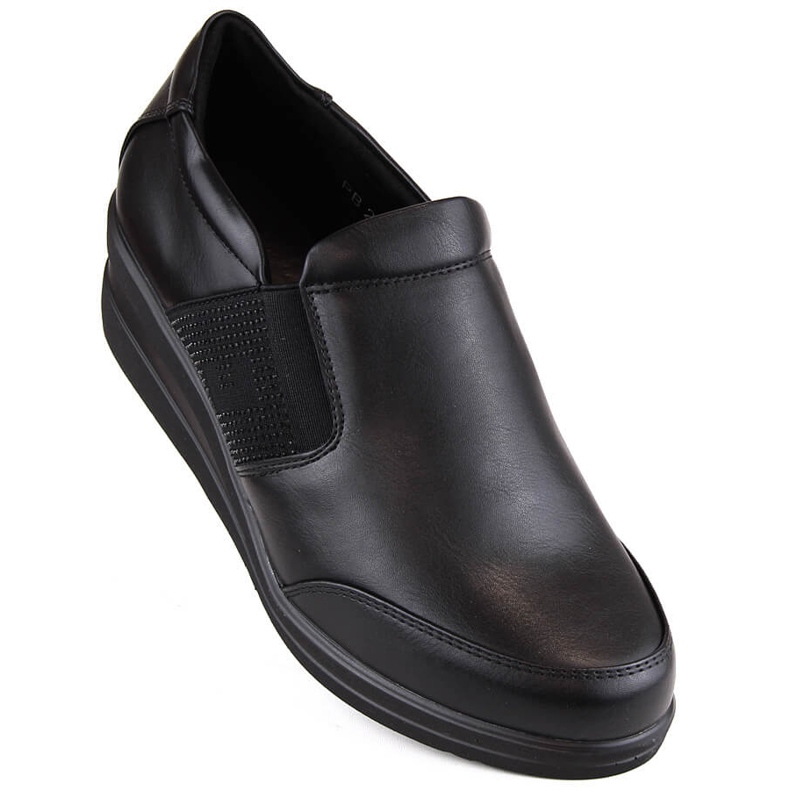 Scarpe con zeppa da donna con zirconi, nere Sergio Leone PB225 nero 1