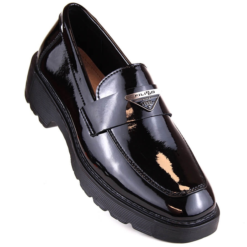 Scarpe slip-on da donna in vernice nera Filippo DP4710 nero 1