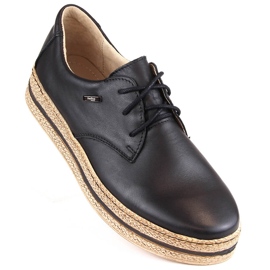 Comode scarpe da donna in pelle su plateau nero, Helios 380.011 beige 1