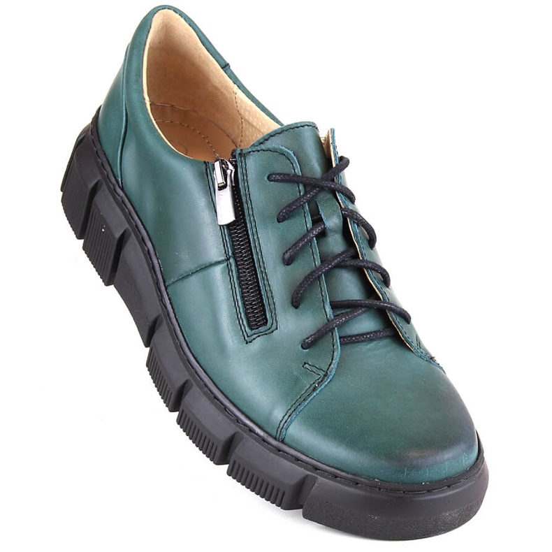Comode scarpe da donna in pelle con plateau, verde Helios 413.56 1