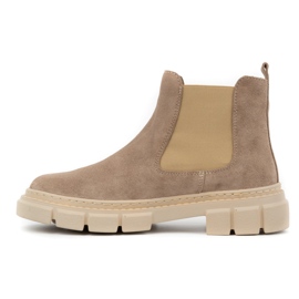 WASAK Stivaletti Chelsea slip-on da donna in pelle 0708W, colore beige 1