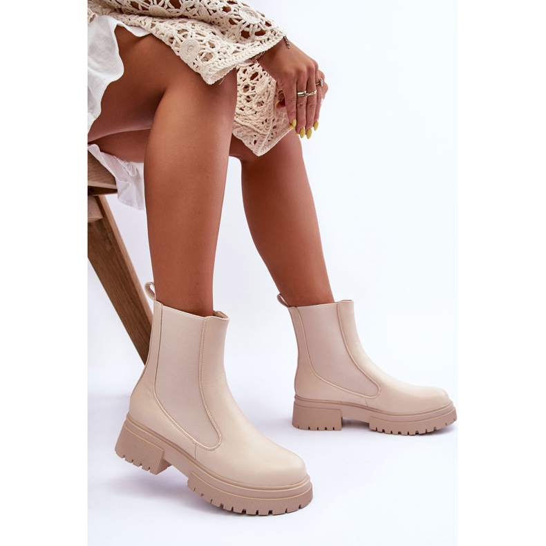 Stivaletti Chelsea classici in pelle Beige Isminna 1