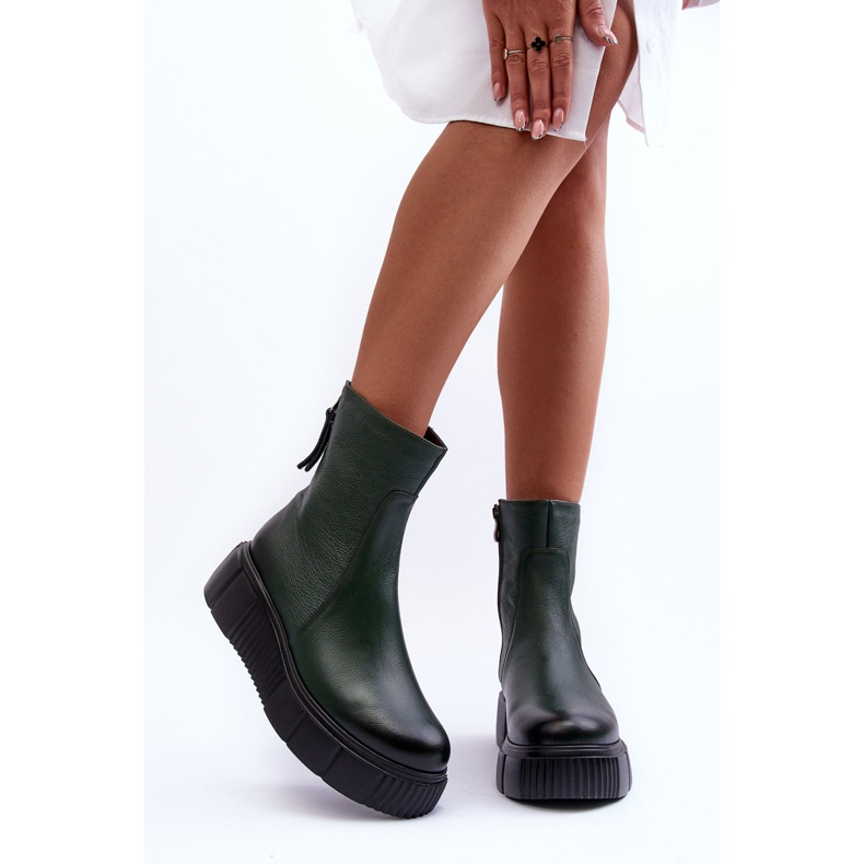 Lemar Stivali in pelle da donna sulla piattaforma Verde Jenefer 1