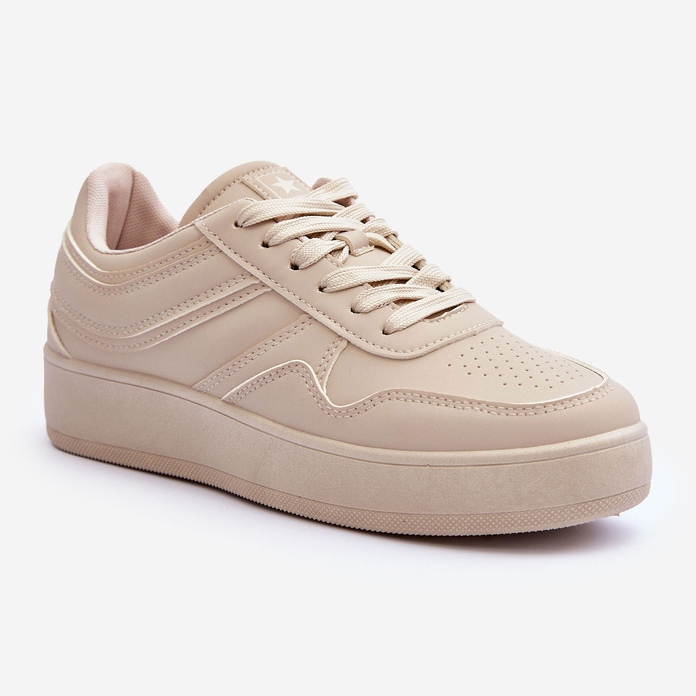 PE1 Scarpe sportive da donna beige sulla piattaforma Pudina 1