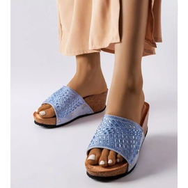 Inna Sandali Guymon con zeppa in strass blu 1