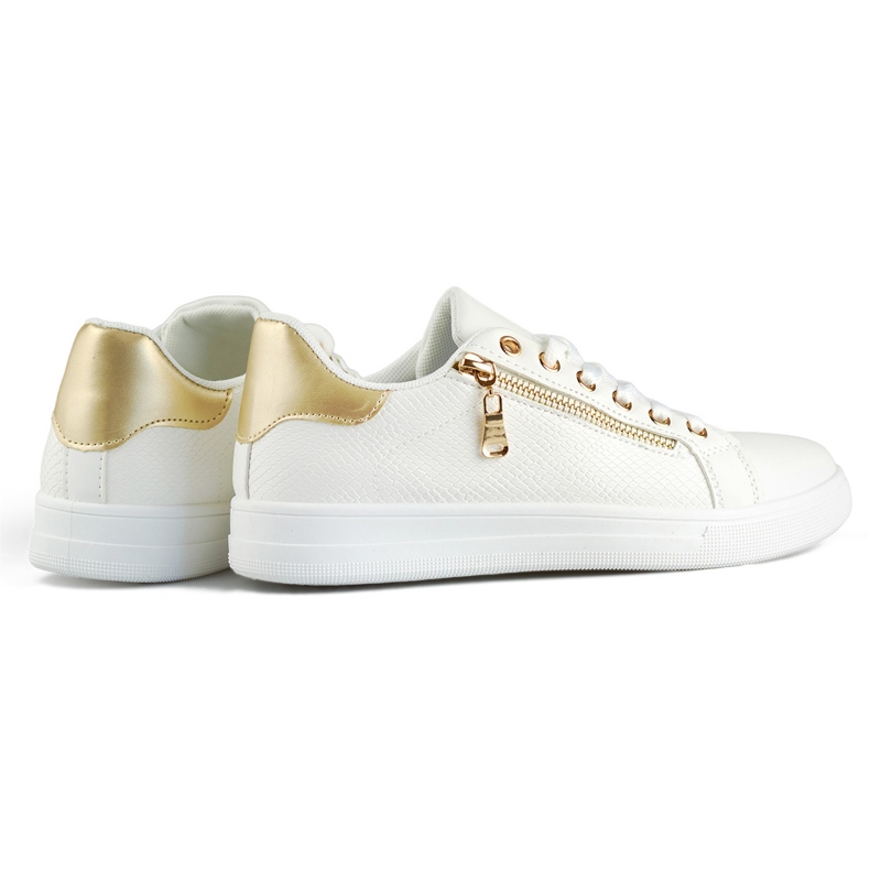 Scarpe sportive bianche con cerniera dorata bianco 1