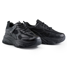 Sneakers nere da donna con suola spessa nero 1