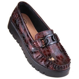Scarpe in pelle, mocassini da donna sulla piattaforma bordeaux Filippo DP3334 nero 1
