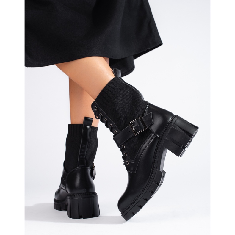 Borse stringate Shelovet da donna con tomaia flessibile nero 2