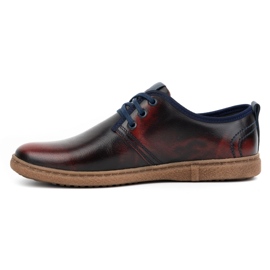 Kampol Scarpe casual in pelle da uomo 22KAM, bordeaux nero 1