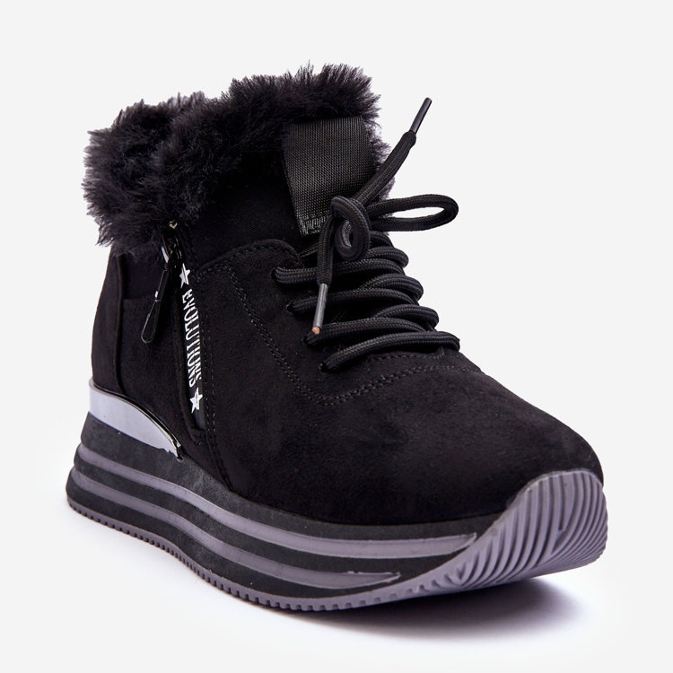 FB3 Scarpe sportive con plateau Jamarie nere con pelliccia nero 1