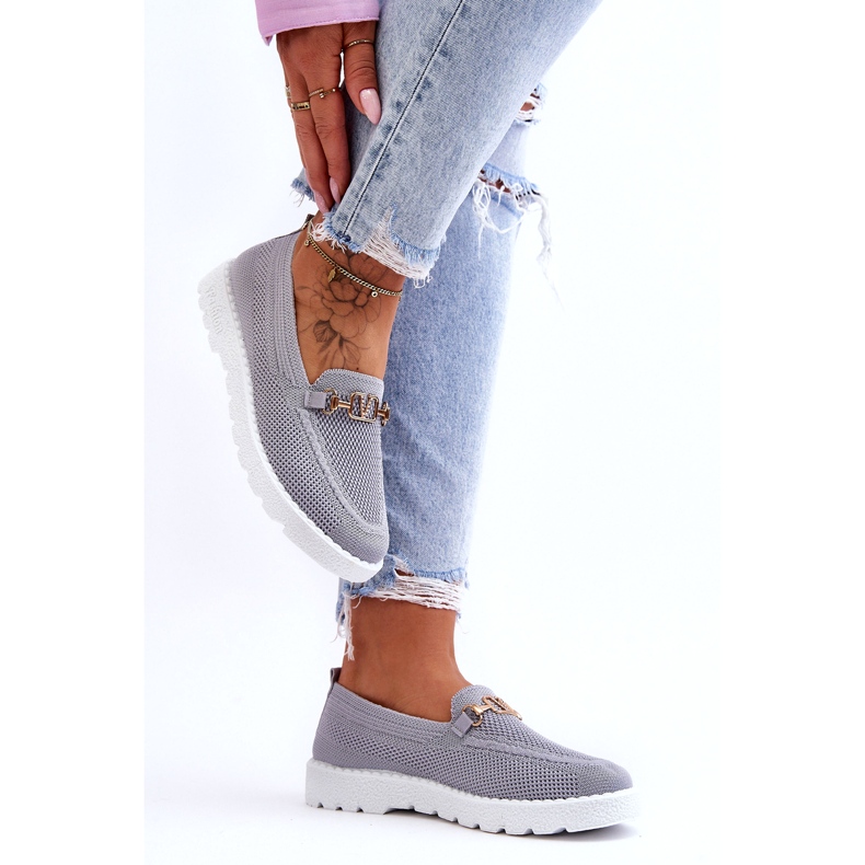 PM1 Sneakers Slip-On Abbellite Da Donna Grigio Alena 2