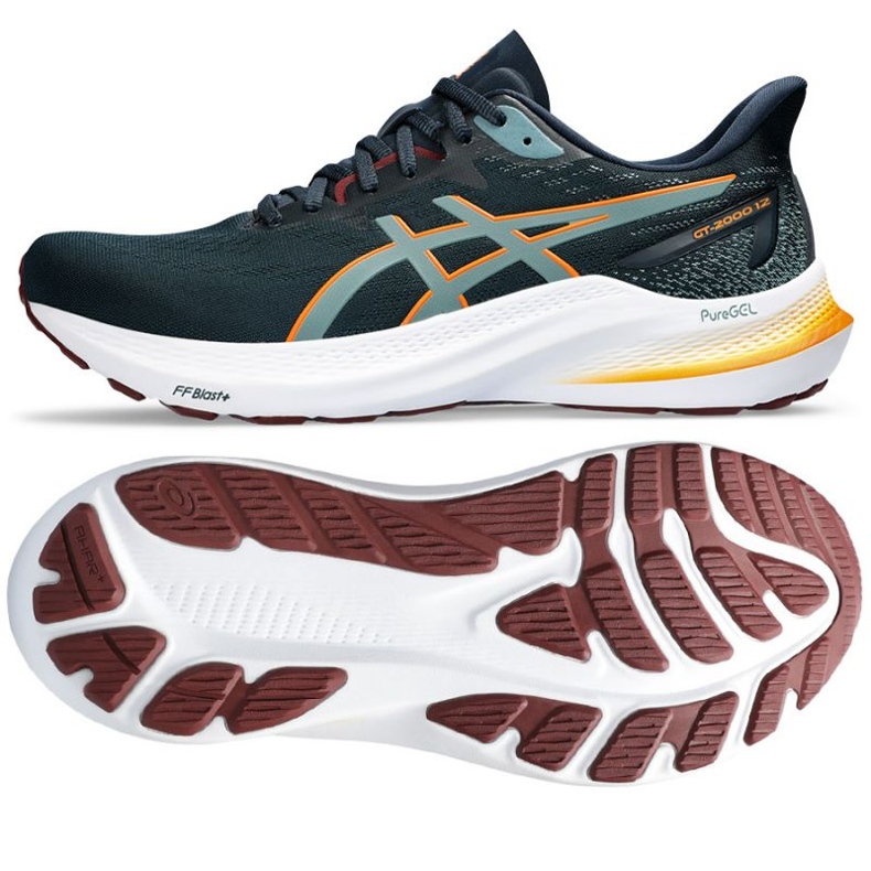 Scarpe da corsa Asics GT-2000 12 M 1011B691 401 Blu francese verde 1