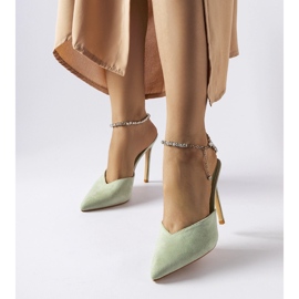 Infradito verdi claude con tacco alto e strass verde 1