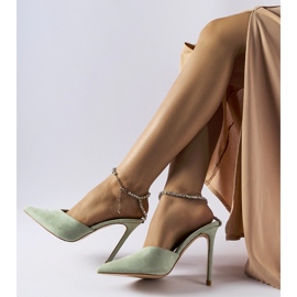 Infradito verdi claude con tacco alto e strass verde 2