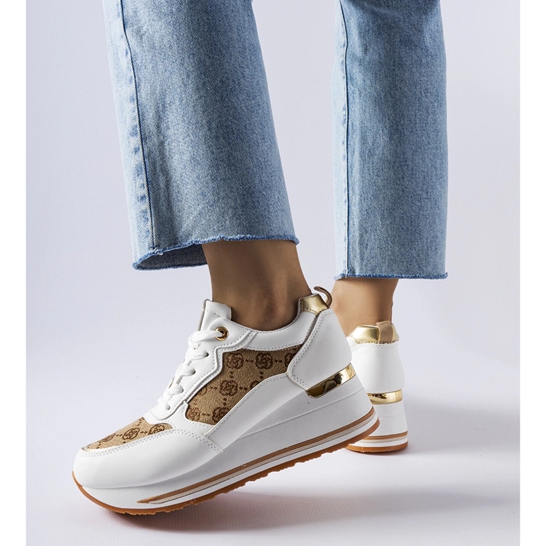 Inna Sneakers bianche con zeppa con stampa Rouxi bianco 1