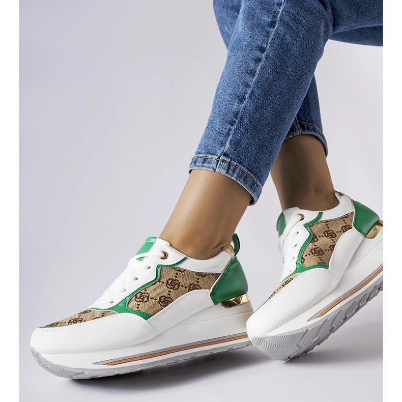 Inna Sneakers con zeppa Rouxi bianche e verdi verde 1