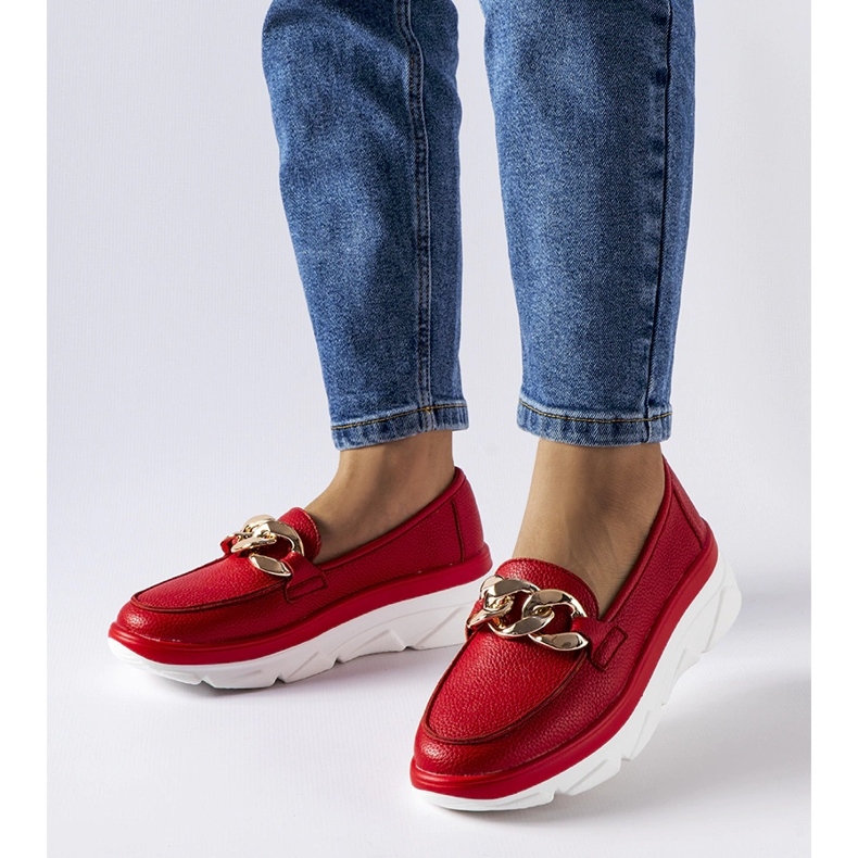 Mocassini rossi con catena Vinceza rosso 1