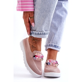 Sneakers Slip-On Da Donna Con Decorazione, Rosa 4