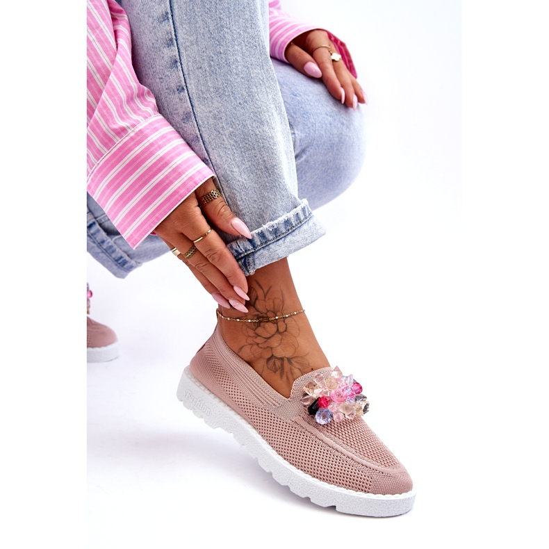 Sneakers Slip-On Da Donna Con Decorazione, Rosa 3