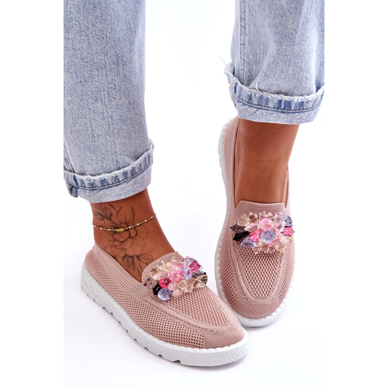 Sneakers Slip-On Da Donna Con Decorazione, Rosa 1