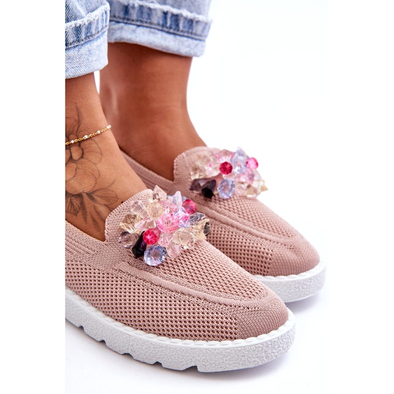 Sneakers Slip-On Da Donna Con Decorazione, Rosa 2