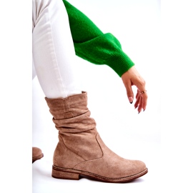 S.Barski Stivali da donna in camoscio stropicciato Beige Joanne 4