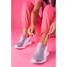 Sneakers sportive da donna Shelovet con lacci bianche e grigie bianco grigio 2