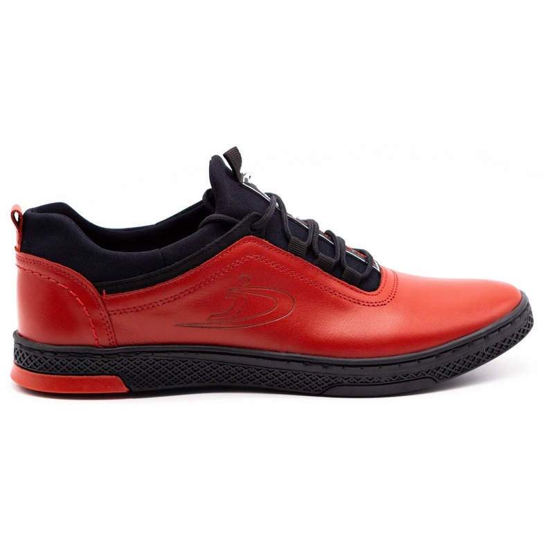 Polbut Scarpe casual da uomo in pelle rosse K24 con fondo nero rosso 2