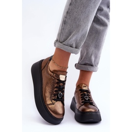 Scarpe sportive in pelle sulla piattaforma Maciejka 06191-24 Rame marrone 1