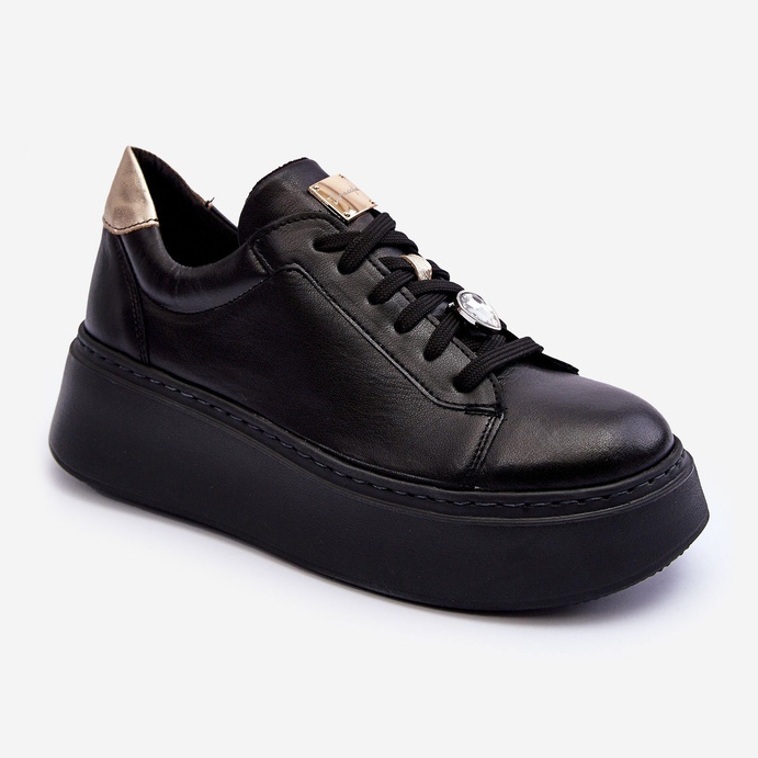 Scarpe sportive in pelle sulla piattaforma Maciejka 06191-01 Nere nero 2
