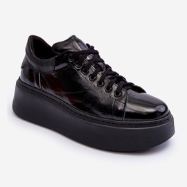 Lemar Scarpe Sportive da Donna con Plateau in Pelle Verniciata Nere Milonia nero 1