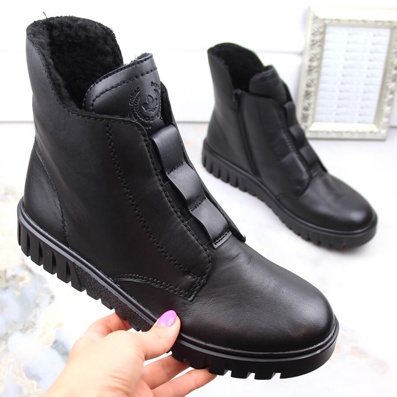 Comodi stivali neri isolanti da donna in pelle Rieker Y3458-00 nero 1
