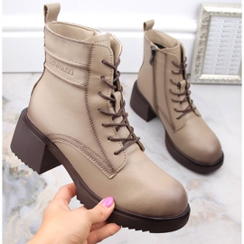 Stivaletti da donna in pelle con tacco alto e plateau T.Sokolski Z23-44 beige 1