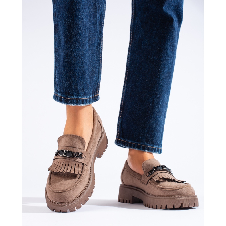 Mocassini da donna in pelle scamosciata beige di Shelovet 2