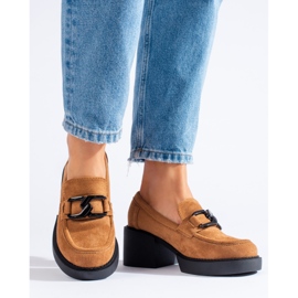 Scarpe con tacco da donna Shelovet in camoscio color cammello marrone 1