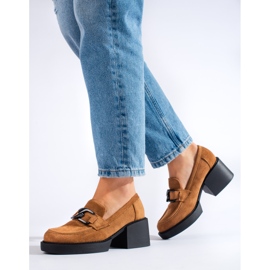Scarpe con tacco da donna Shelovet in camoscio color cammello marrone 2