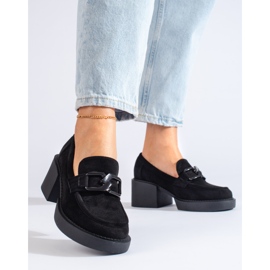 Scarpe con tacco da donna in camoscio nero Shelovet 2