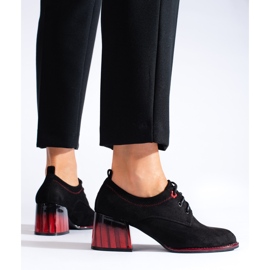 Scarpe col tacco Shelovet in camoscio nero 1