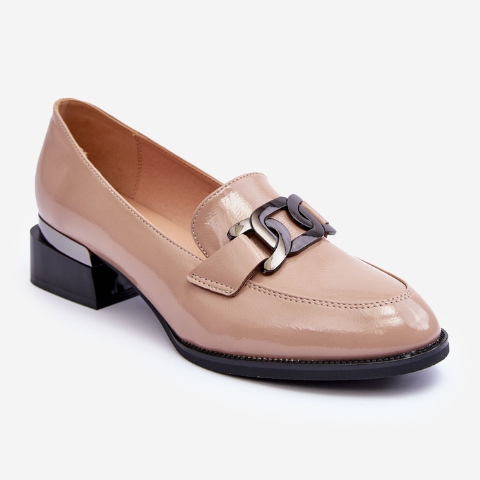 Vinceza Scarpe di vernice, mocassini Sakina beige con tacco 1