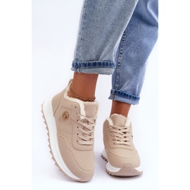Sneakers con plateau in pelle isolante Beige Adite 2