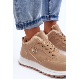 Scarpe sportive isolanti in pelle con plateau, Adite beige scuro 1