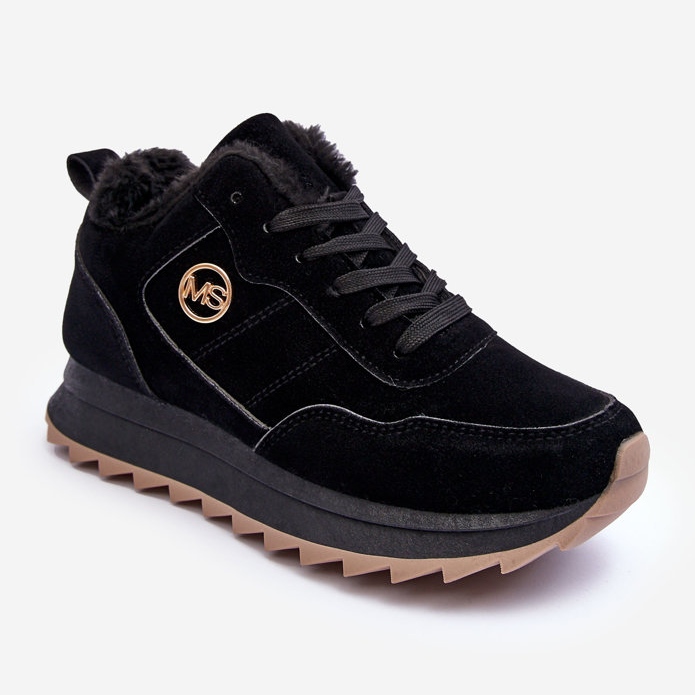 Scarpe sportive isolanti in pelle su plateau, Nero Adite 1