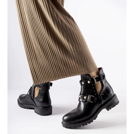 Stivaletti neri con ritaglio e perle Asker nero 2