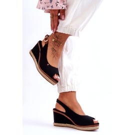 Sandali con zeppa classici da donna Katie neri nero 1