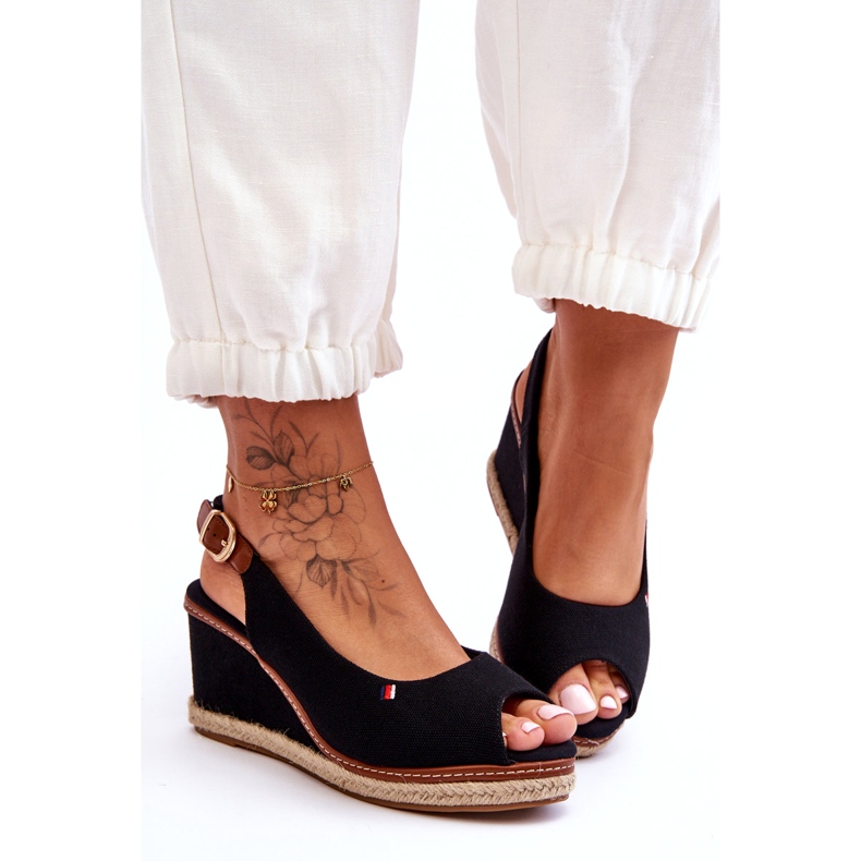Sandali con zeppa classici da donna Katie neri nero 2