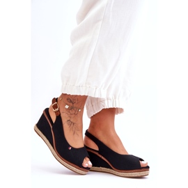 Sandali con zeppa classici da donna Katie neri nero 3