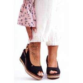 Sandali con zeppa classici da donna Katie neri nero 4