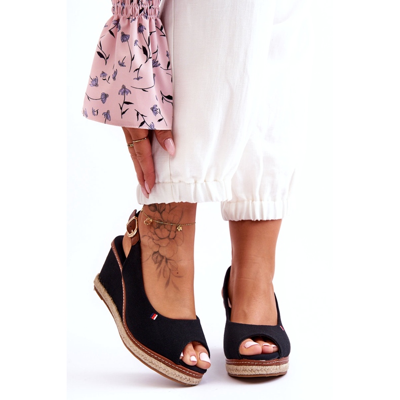 Sandali con zeppa classici da donna Katie neri nero 4