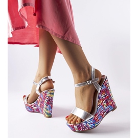 Sandali con zeppa decorati Fairmont in argento d'argento 1